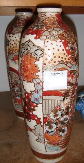 Pair Japanese earthenware vases